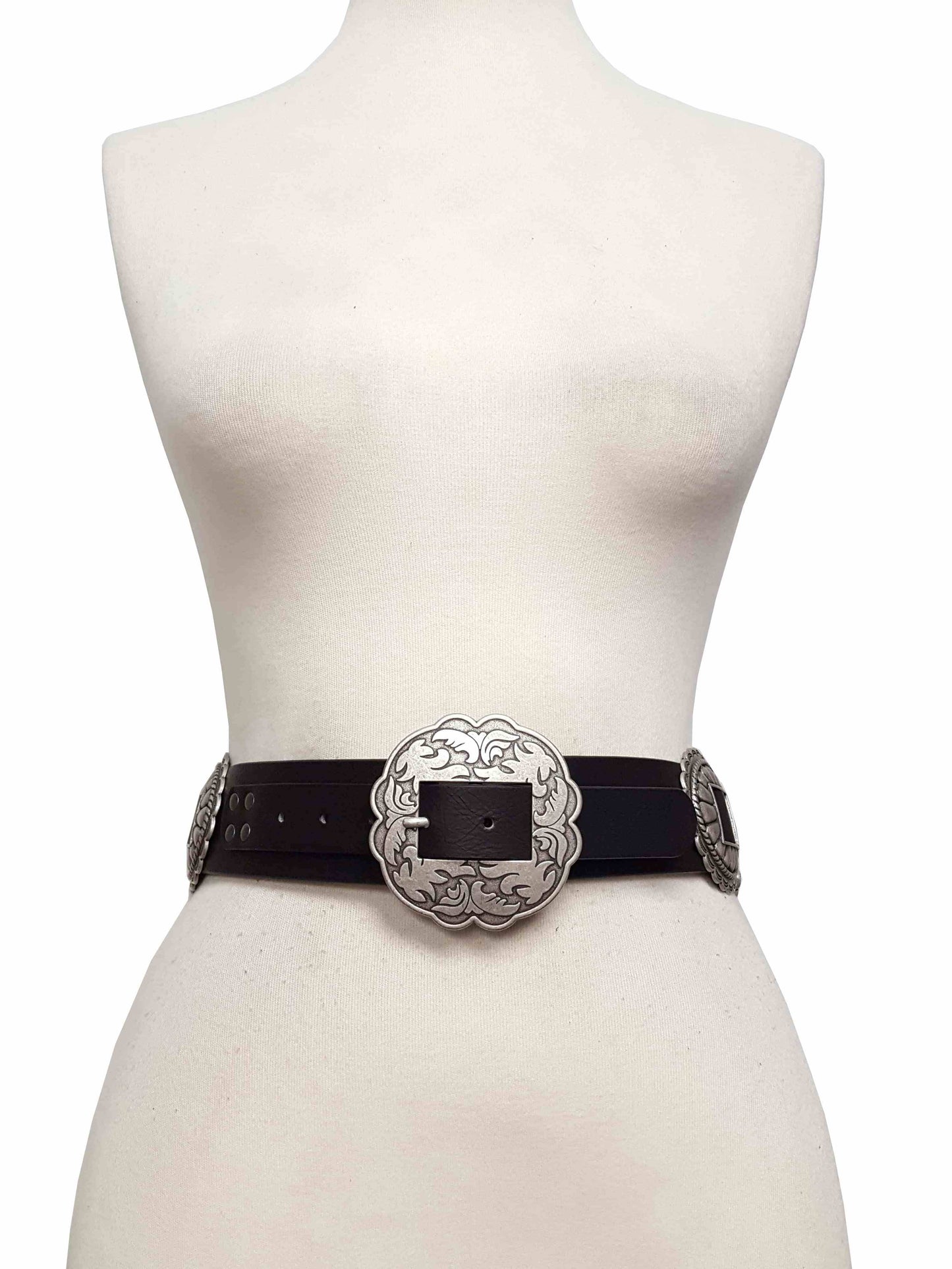Fully Packed Concho Wide-Width Western Belt: Black / M/L