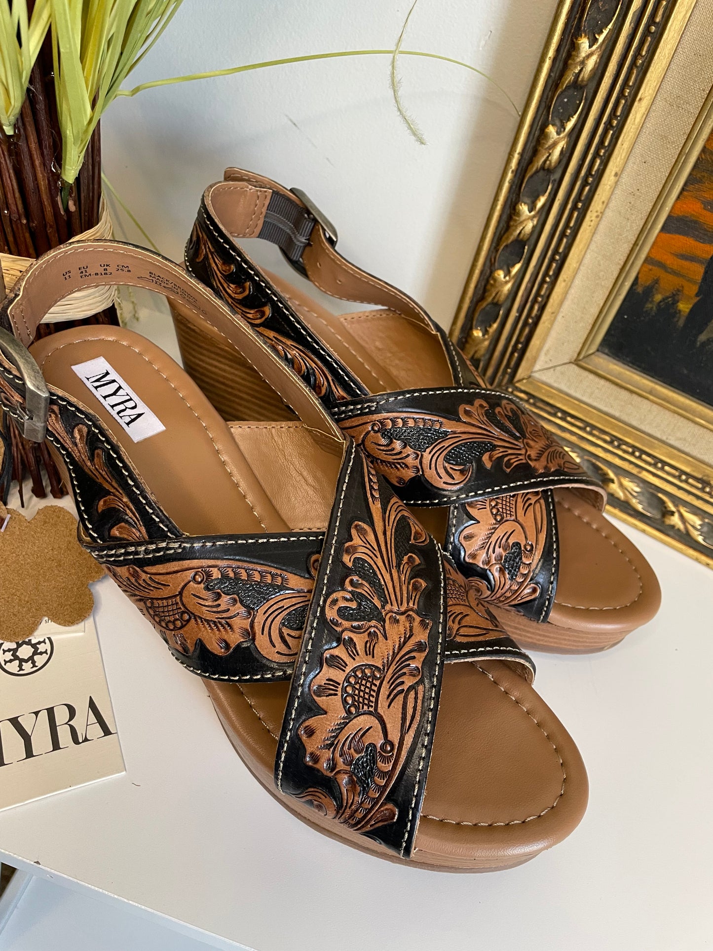 Flower Ridge Hand-Tooled Sandals
