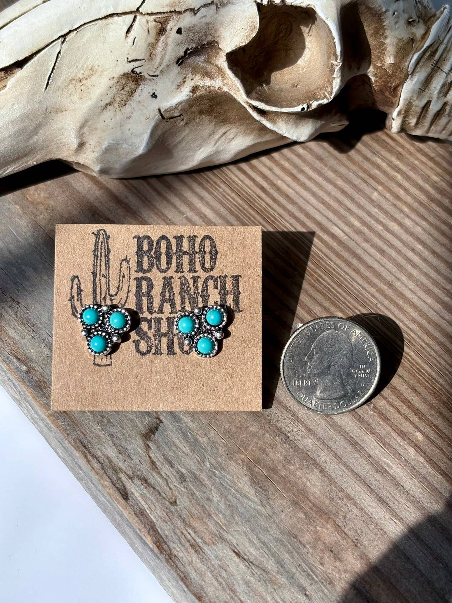 Western Mini Stone Stud Earrings: Light Pink