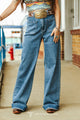 Mid Wash High Rise Trouser Jeans Front Pocket (33.5in Inseam)