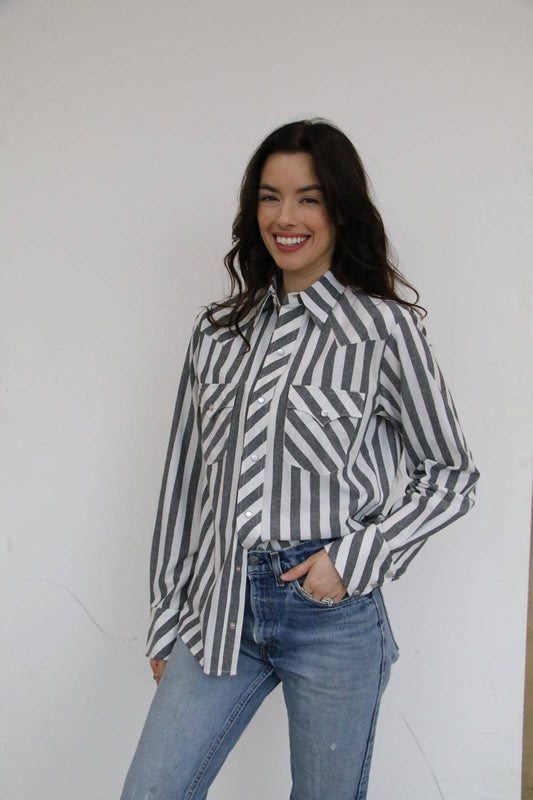 Black Striped Western Shirt
