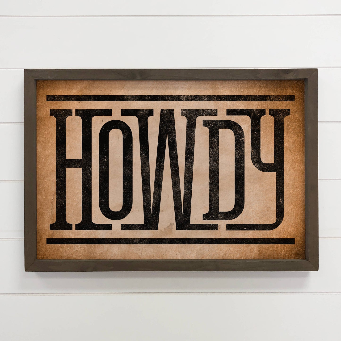 Howdy Western Word Canvas Art - Wood Framed Art: 6x10" Mini Canvas Art with Wood Box Frame