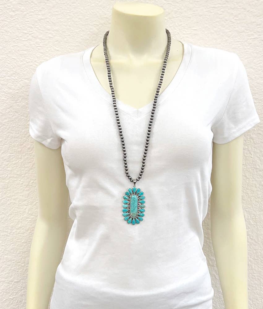 Silver Pearl Turquoise Necklace