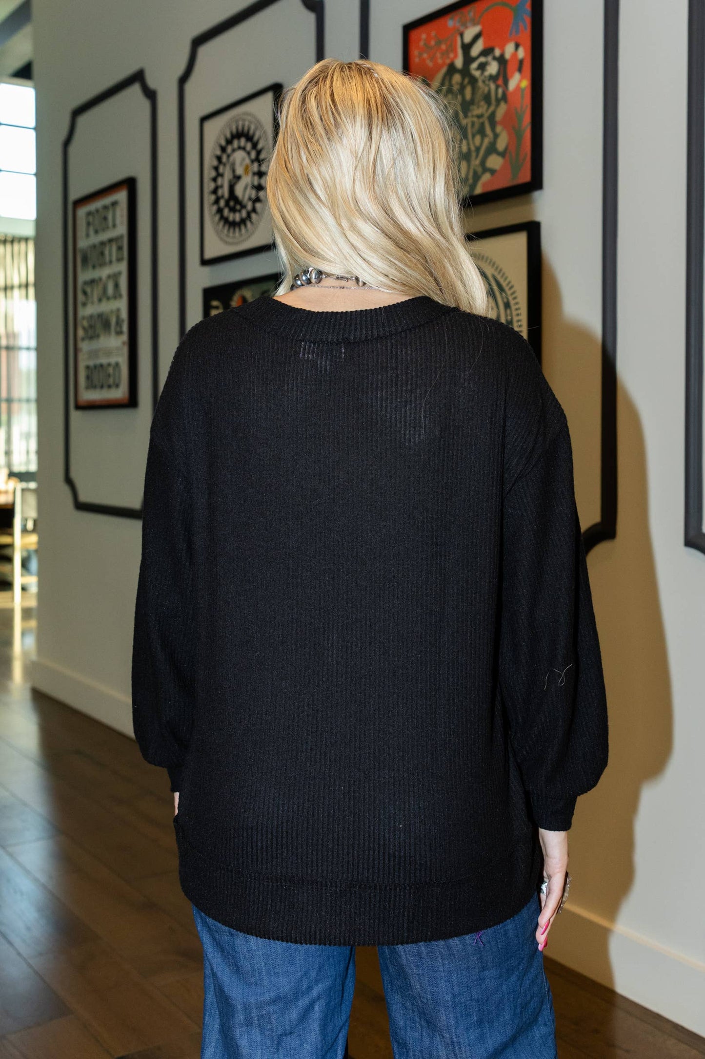 V Neck Tunic - Black