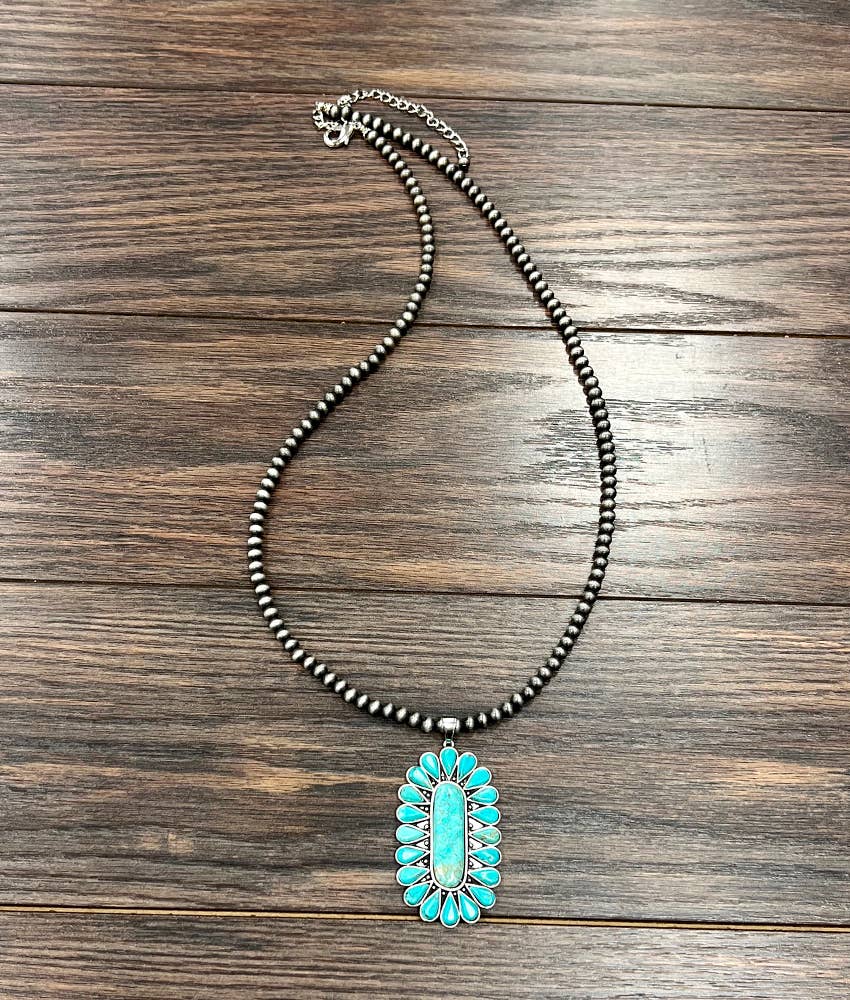 Silver Pearl Turquoise Necklace