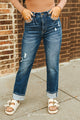 Dark Wash High Rise Boyfriend Jeans (32in Inseam)