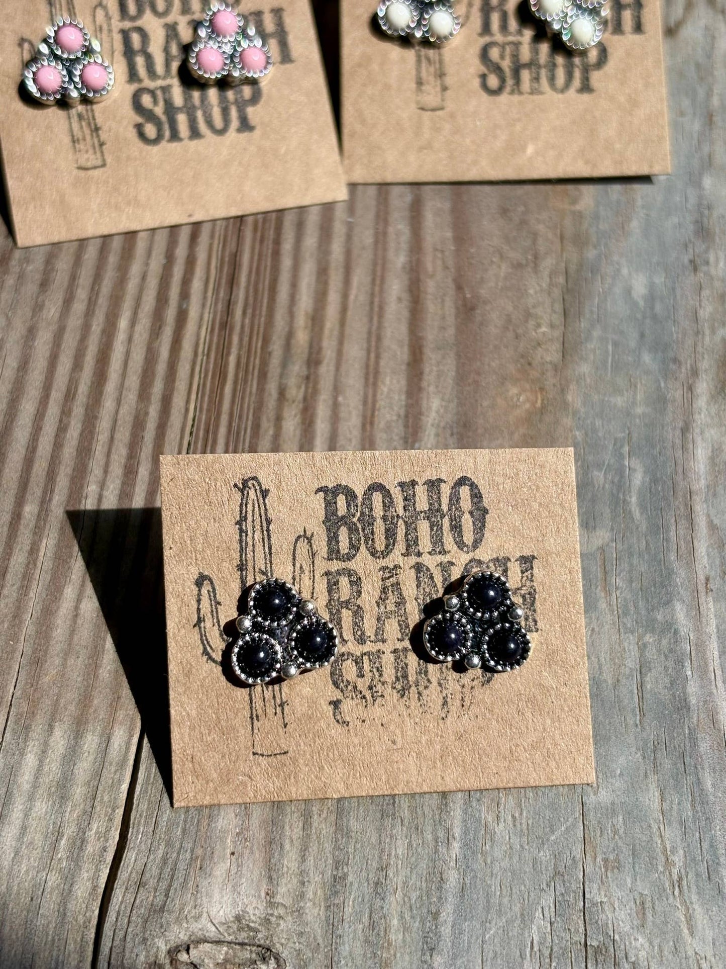 Western Mini Stone Stud Earrings: Light Pink
